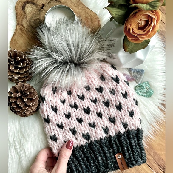 Handmade Accessories - New handmade women’s knit beanie hat light pink